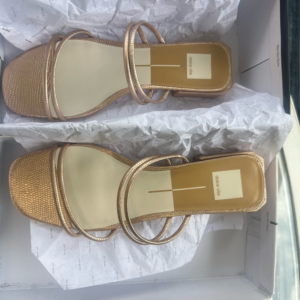 Dolce Vita Gold Heeled Sandals Elegant Design